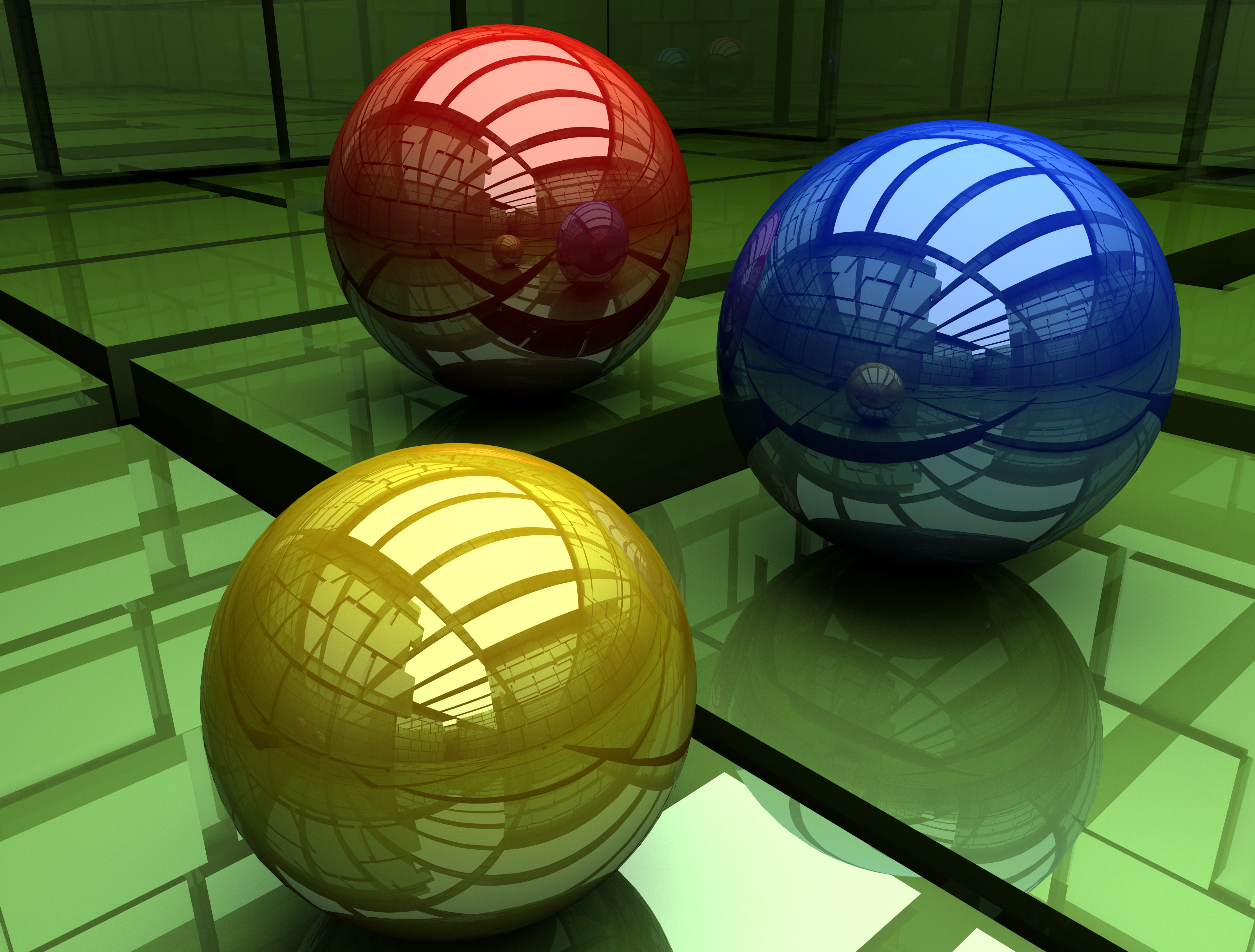 Wallpaper Balls Three colored Surface Cubic