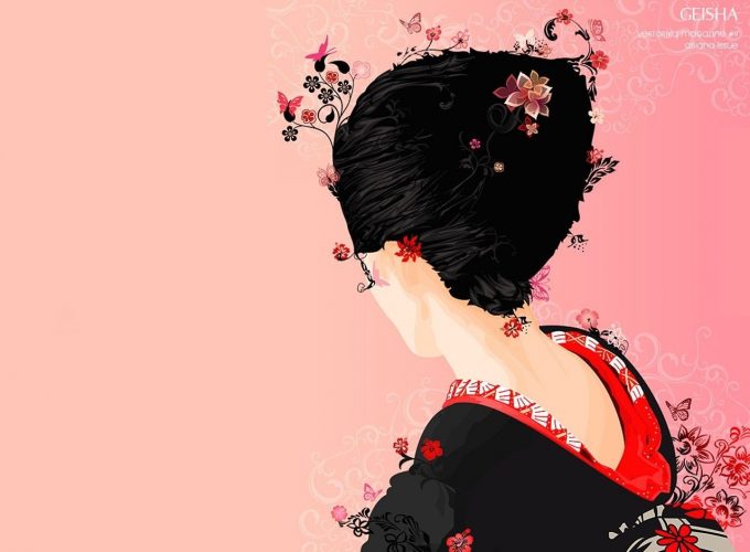 Japanese Geisha Girls Art Background