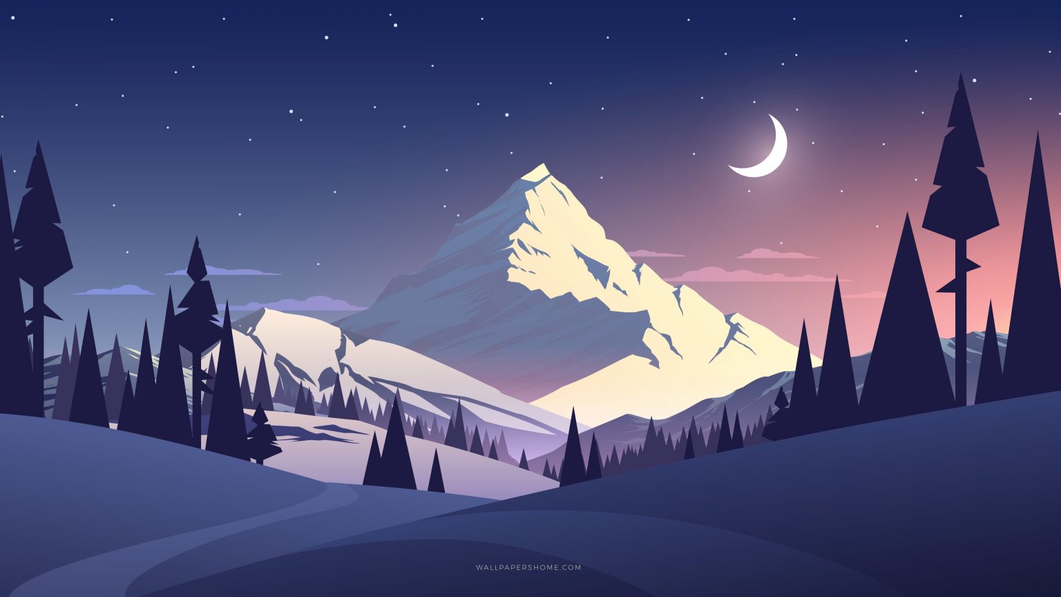 Moon And Mountain Art Wallpaper Wallpaper Download - High Resolution 4K ...