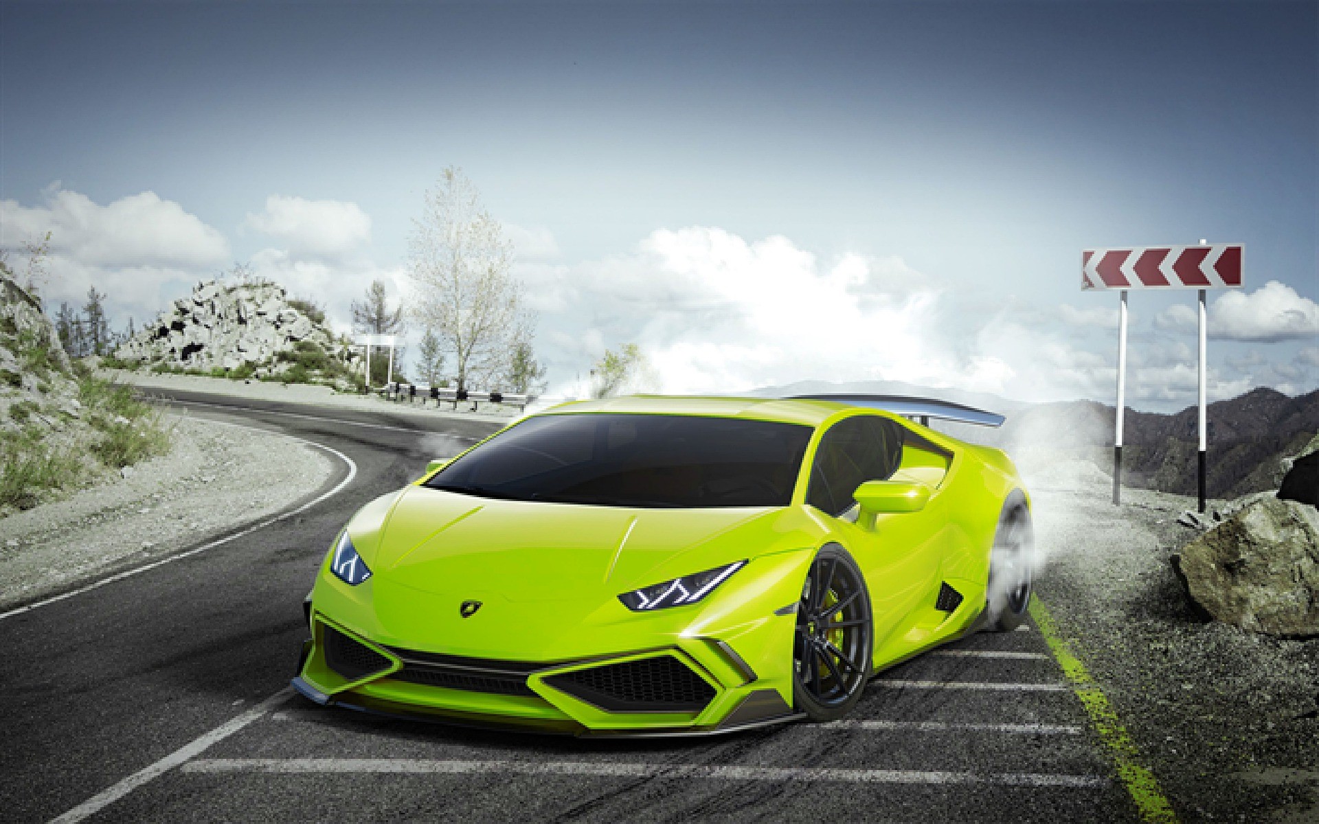Green Lamborghini Huracan Race